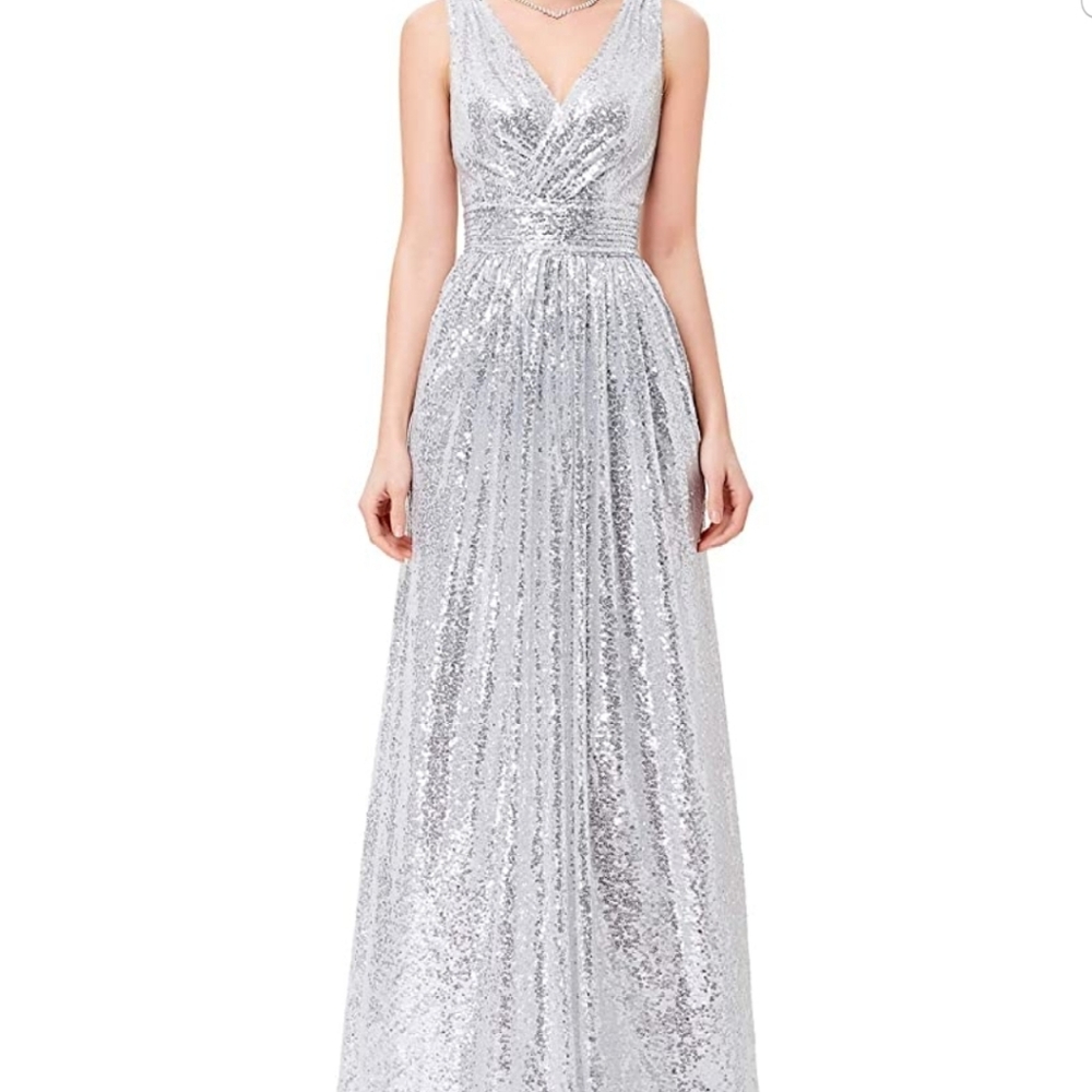 Silver Sequin Gown* Clost clearout discount
